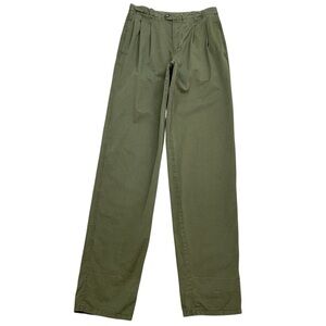 Ermenegildo Zegna Woody Men’s Green Pleated Cotton Casual Trouser Pants Sz Small